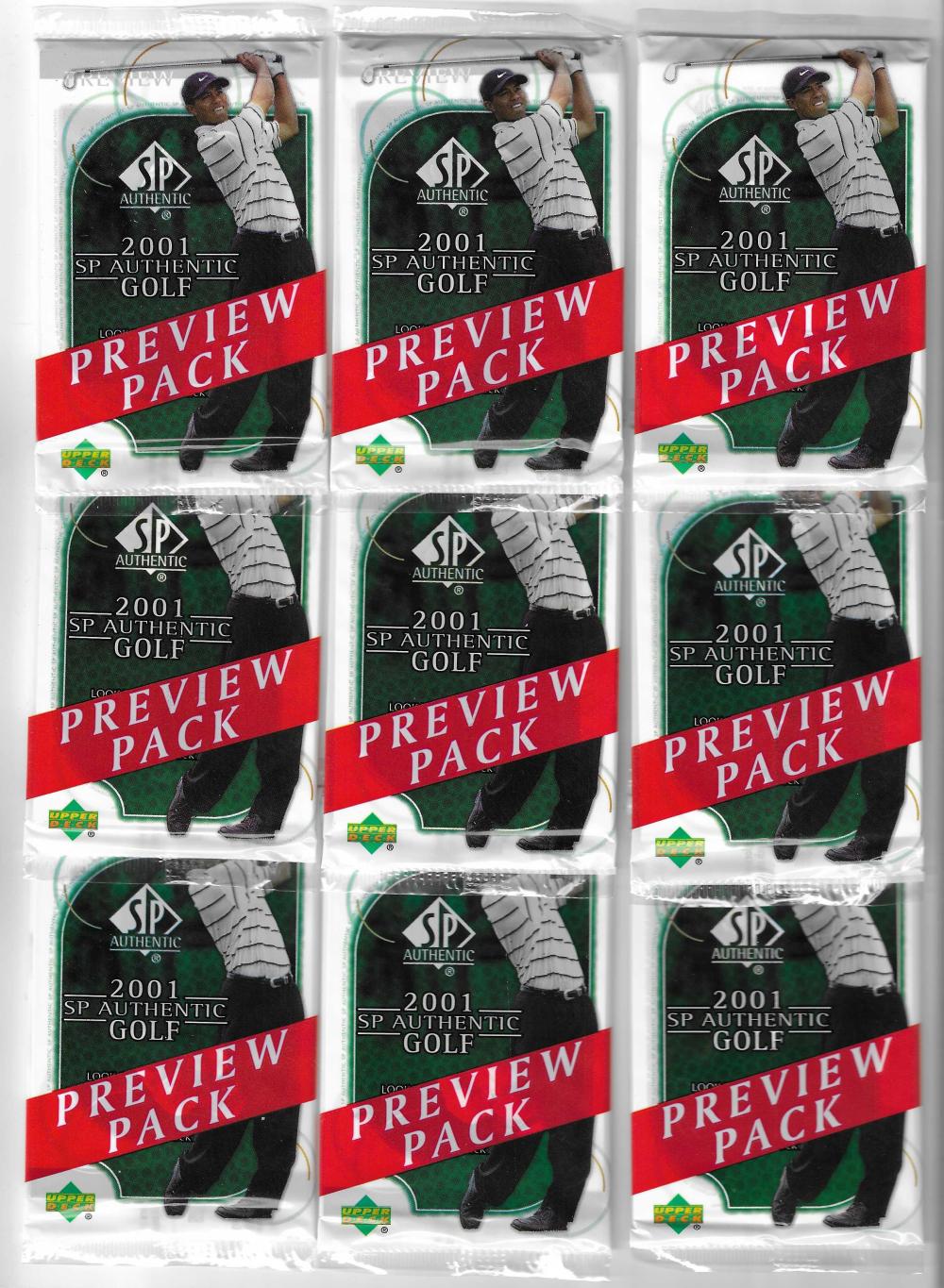 Daze comparable auction result: lot of 9 factory sealed 2001 sp authentic golf preview packs