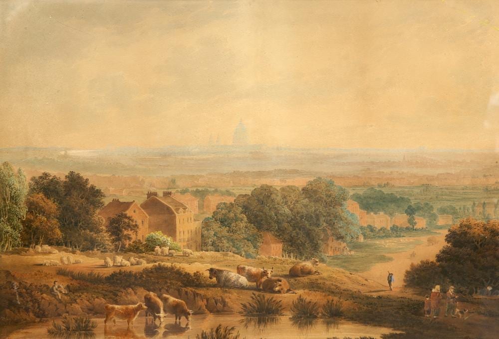 Francis Nicholson comparable auction result: francis nicholson 1753 1844 view of london from greenwich park