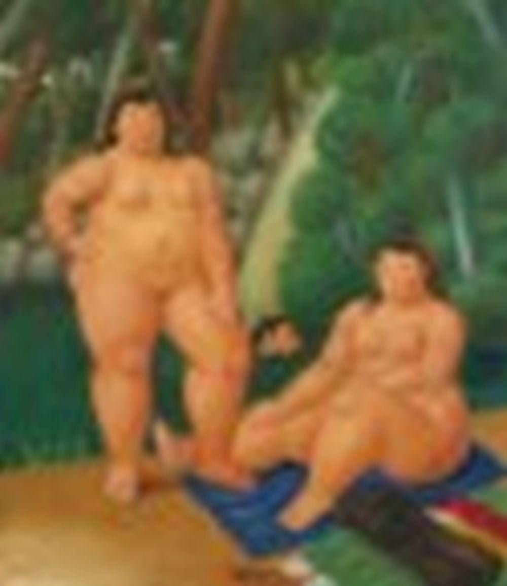 Fernando Botero (B. 1932) Waterfall oil on canvas 93 x 81 cm. (36 5/8 x 31 comparable sale
