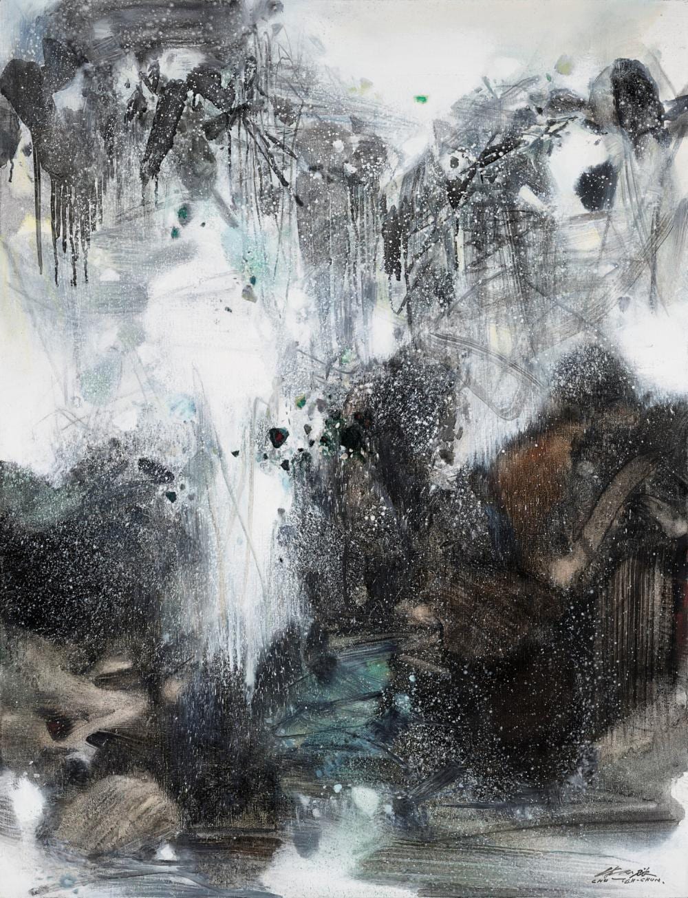 Chu Teh-Chun (ZHU DEQUN, 1920-2014) Frimas I oil on canvas 116 x 89 cm. (45 comparable sale