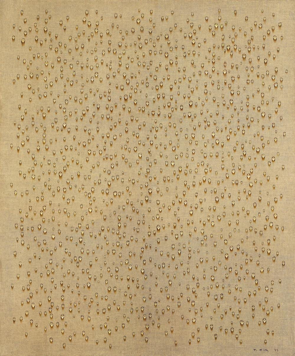 Kim Tschang-Yeul (1929-2021) Waterdrops No.16 oil on hemp cloth 195 x 162 c comparable sale