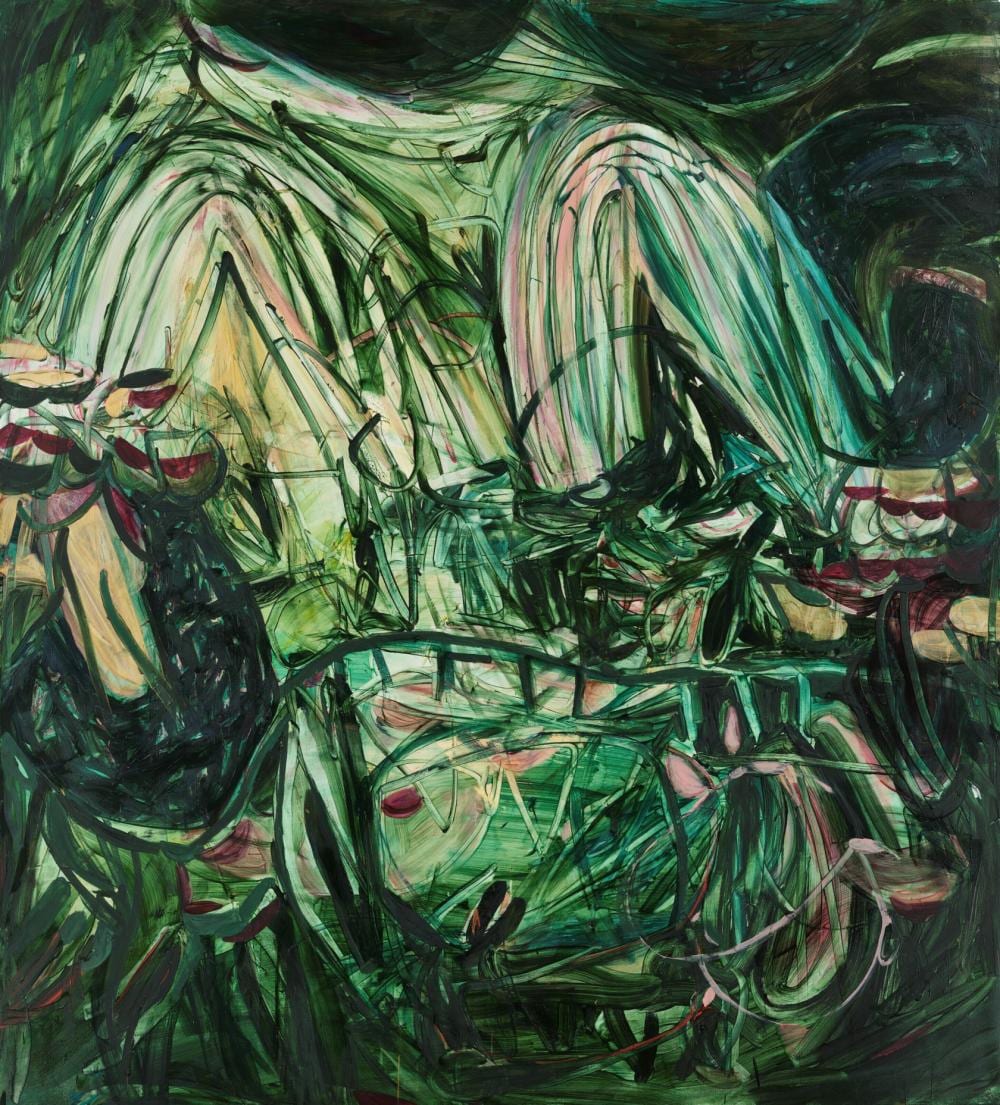 Jadé Fadojutimi (B. 1993) Let’s Curl Up Inside My Collar oil on canvas 202 comparable sale