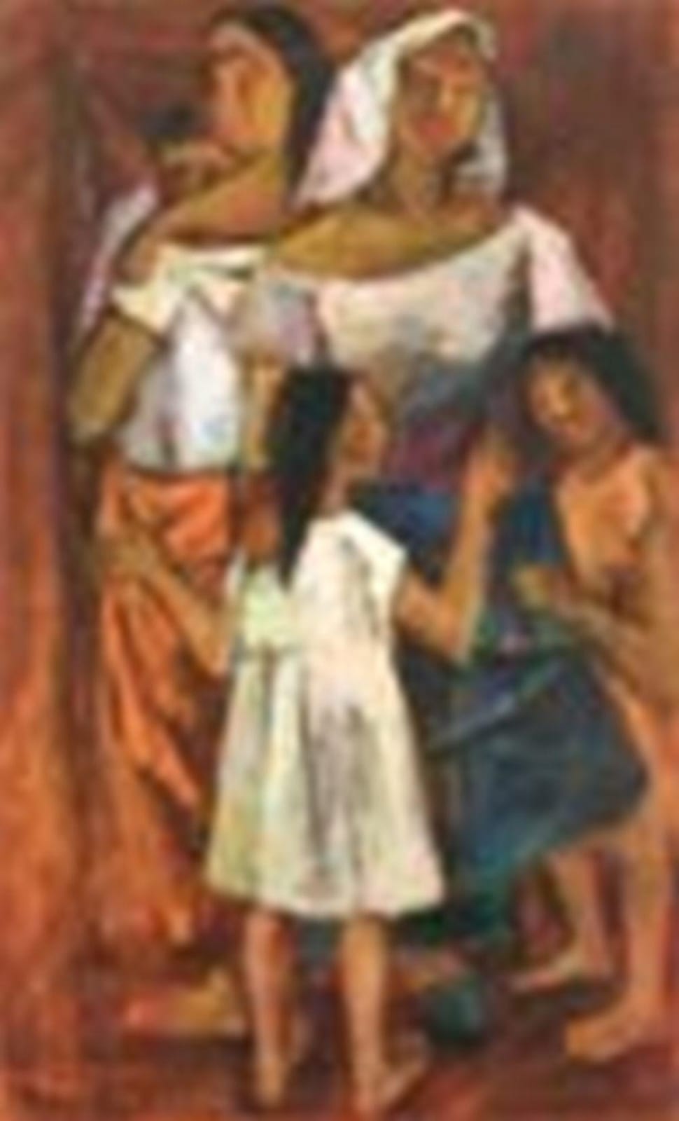 Anita Magsaysay-Ho (1914-2012) Two Mothers oil on canvas 101.6 x 61.3 cm. ( comparable sale