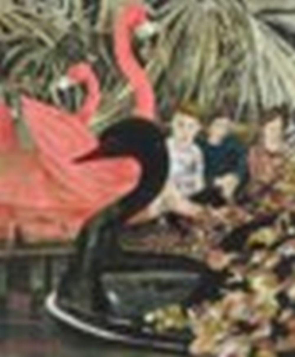 Hernan Bas (B. 1978) Secret Hideout of the Flamingo Gang (Abandoned Paddle comparable sale