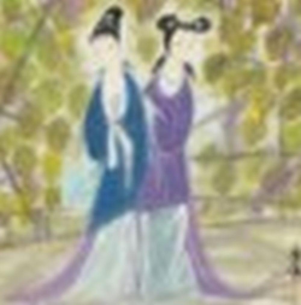 Lin Fengmian (1900-1991) Two Ladies in the Garden Scroll, mounted and frame comparable sale