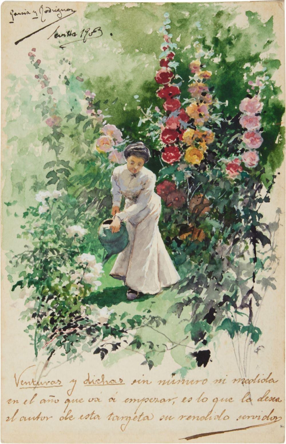 Manuel (1863) García y Rodriguez comparable auction result: watering the flowers