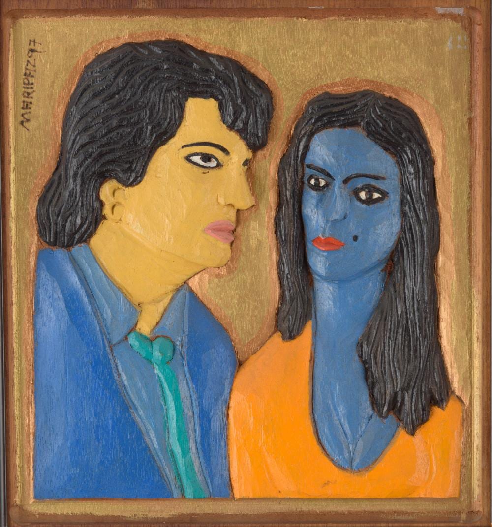 Maripaz Jaramillo (1948) S/T , 1997 Pintura sobre madera tallada Medidas: 34 x 31 cm comparable sale