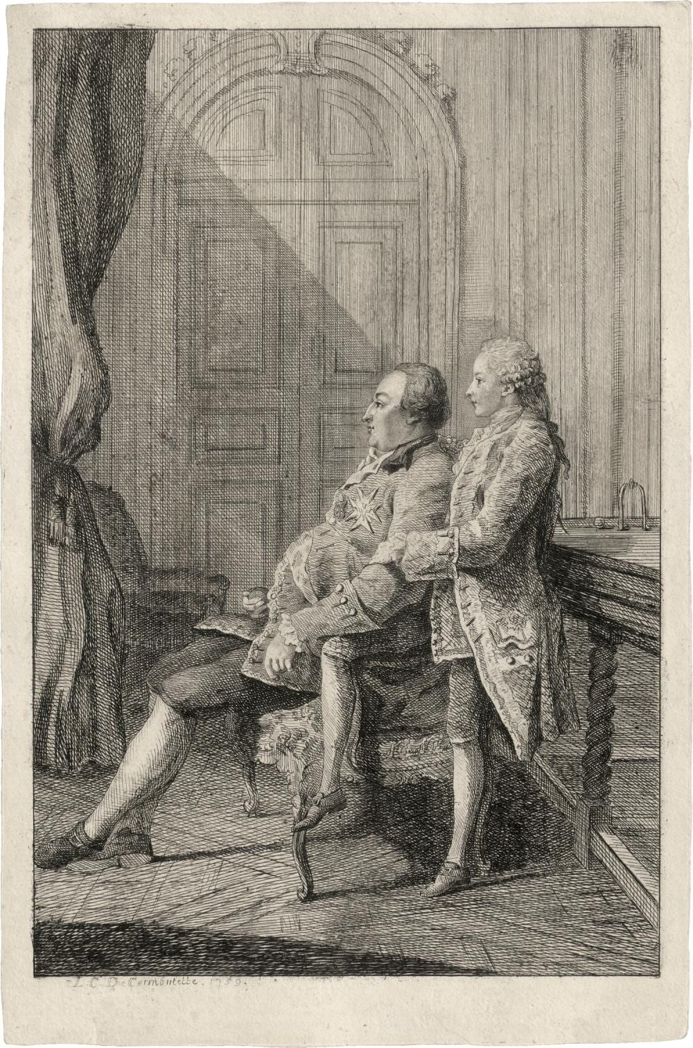 Louis Carrogis comparable auction result: carmontelle louis portr t des louis philippe duc d orleans und seinem sohn louis phillipe joseph duc de chartres