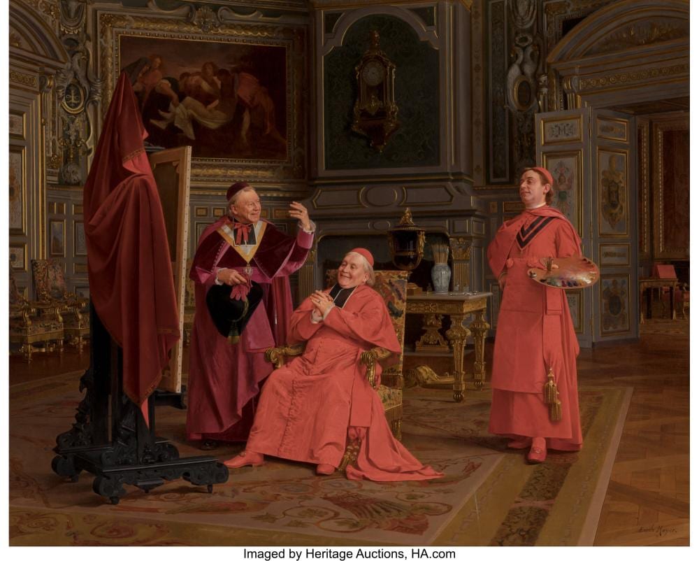Emile Meyer comparable auction result: emile meyer french 1823 1910 appreciating his latest commission oil on panel