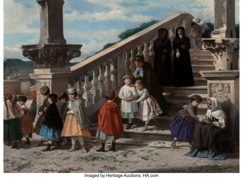 Luis Alvarez Catalá comparable auction result: luis alvarez catal spanish 1836 1901 sunday outing 1868 oil on canvas 29 x
