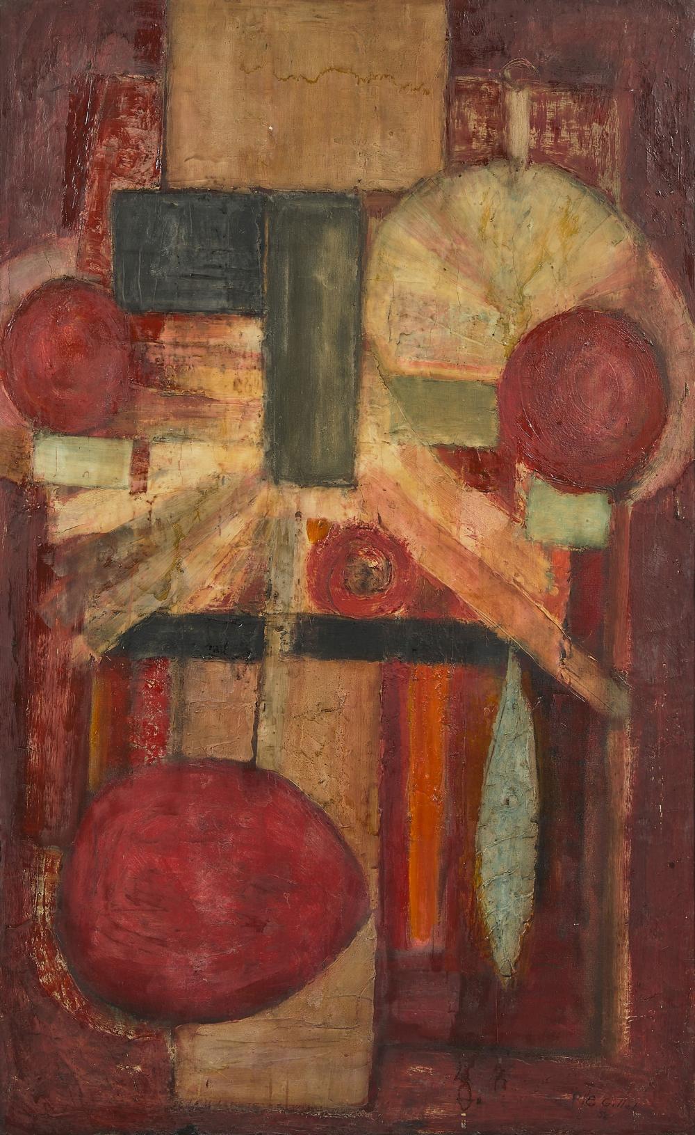 Roger Edgar Gillet comparable auction result: roger edgar gillet 1924 2004 la tache rouge 1956 huile sur toile