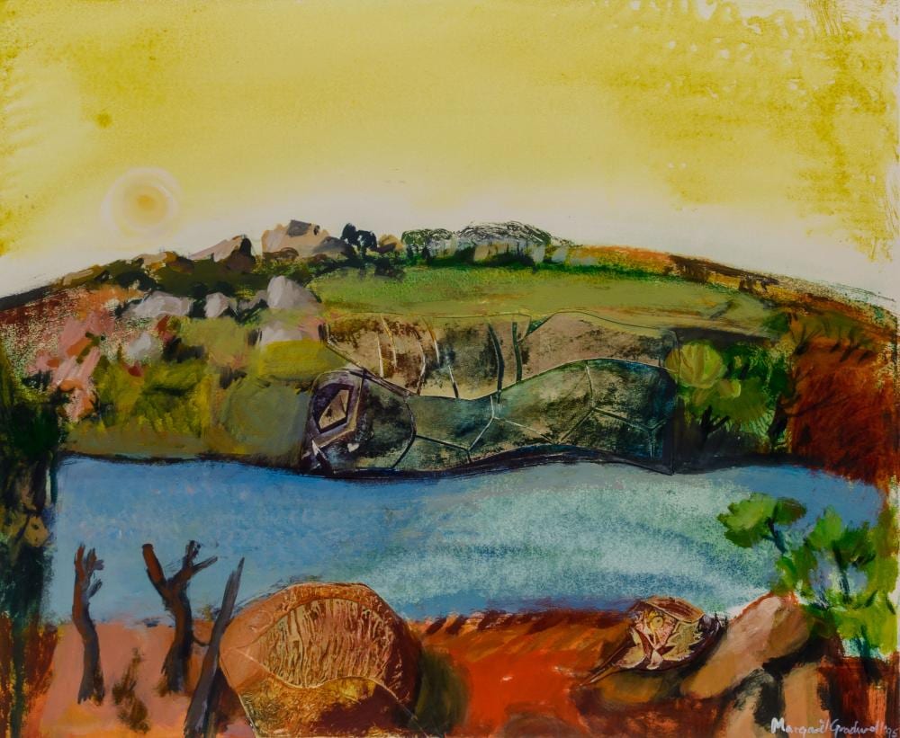 Margaret Gradwell-Slabbert comparable auction result: margaret gradwell sa born 1956 oil rocky landscape signed dated 95 45 x 54