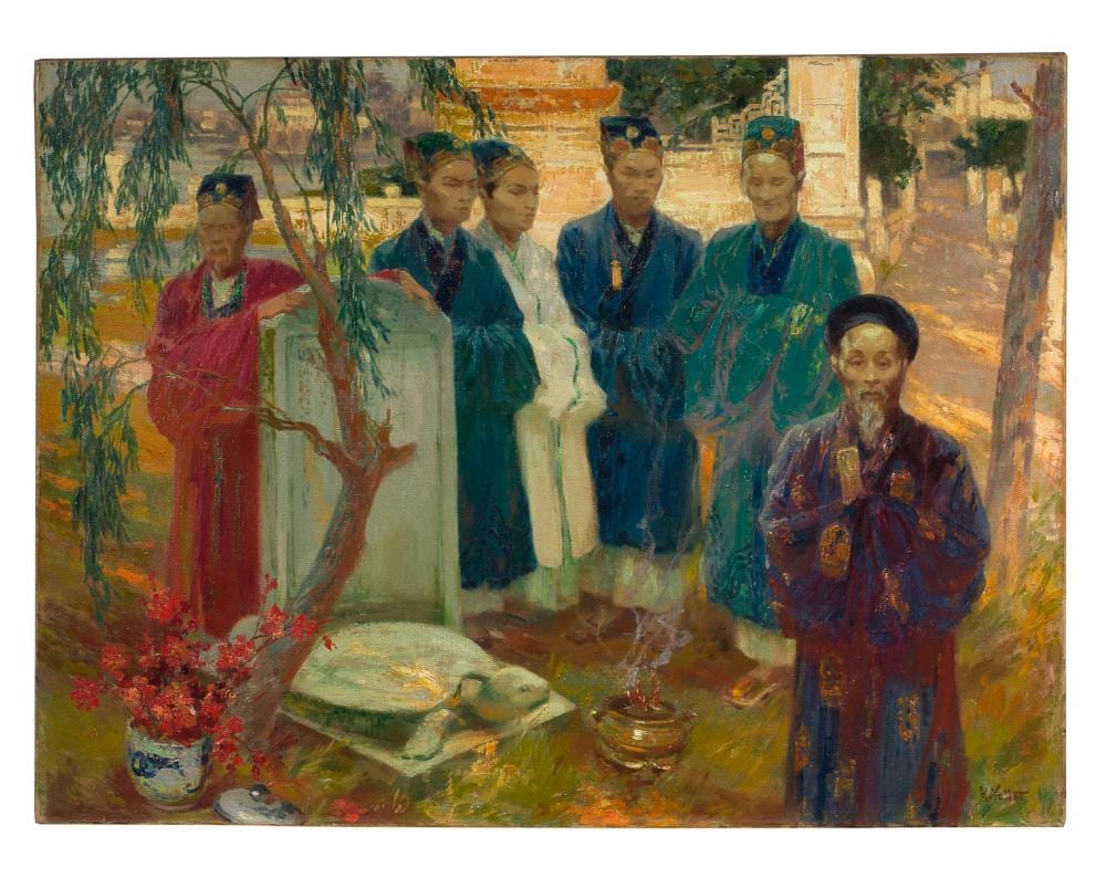 Henri Emile Vollet comparable auction result: henri emile vollet 1861 1945 comm moration la st le d un lettr tonkin