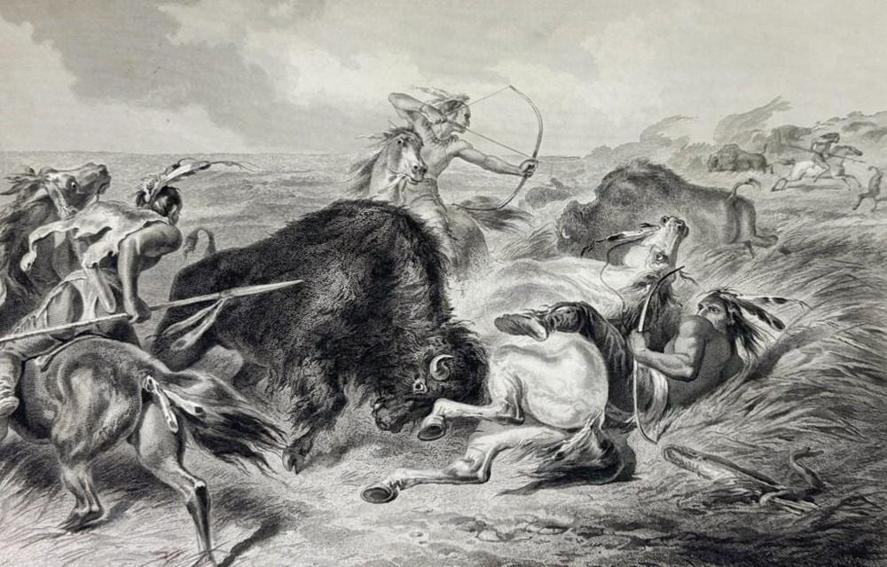 Felix Octavius Carr Darley comparable auction result: felix octavius carr darley 1822 1888 after engraving indians hunting buffalo from horseback