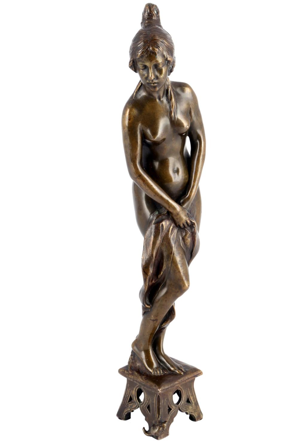 Paul Aichele comparable auction result: paul aichele 1859 1920 bronze female nude act on stool bronze weiblicher akt auf hocker