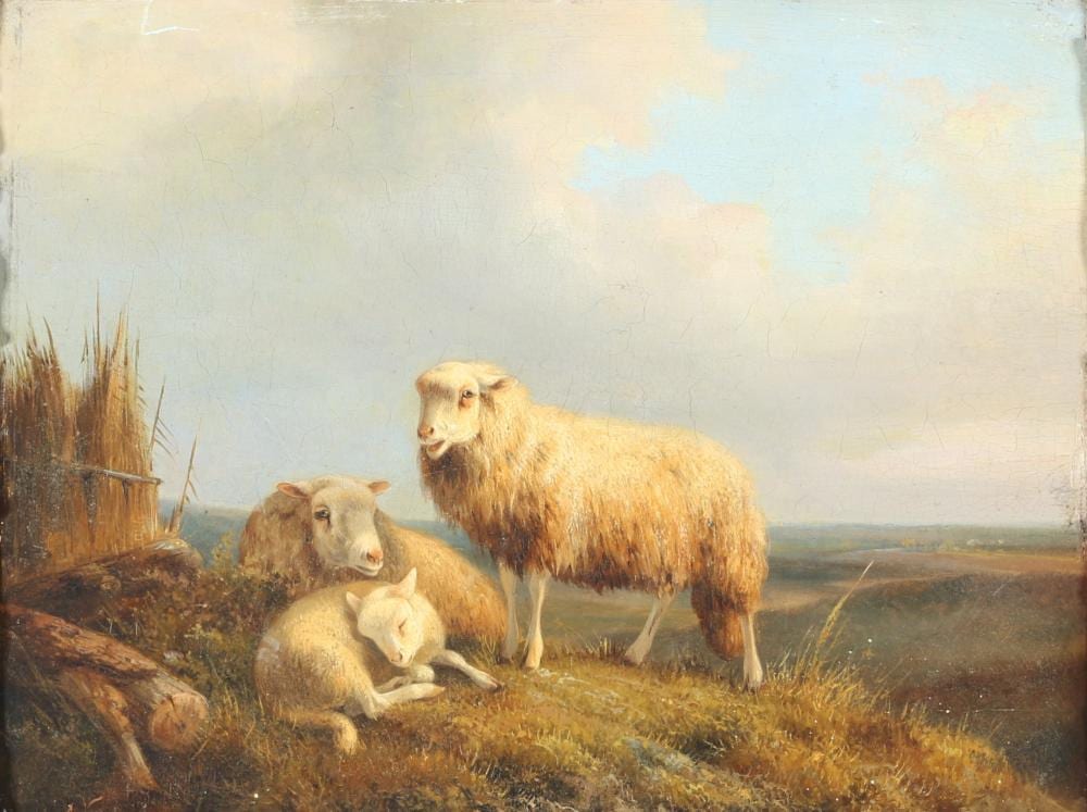 Joseph August Knip comparable auction result: august knip 1819 1859 resting sheep with lamb rastende schafe mit lamm