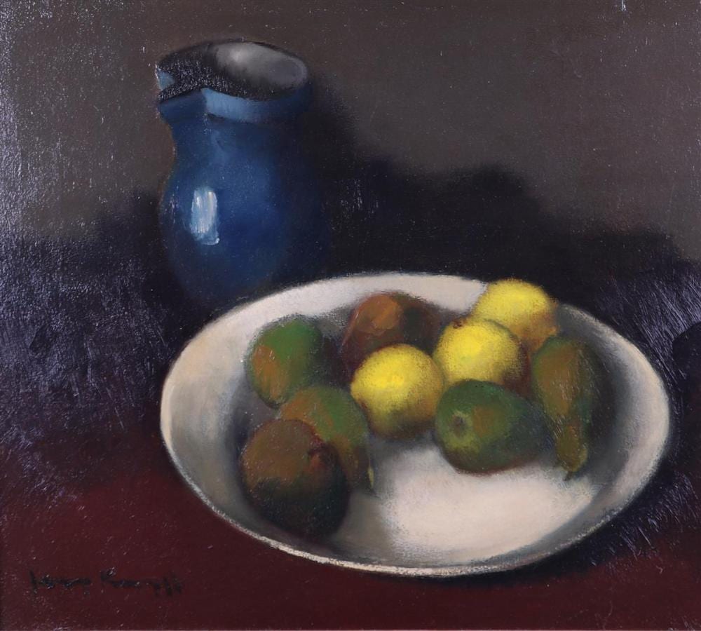 Joop Kropff comparable auction result: joop kropff the hague 1892 1979 delft still life of fruit on a white bowl and blue jug signed
