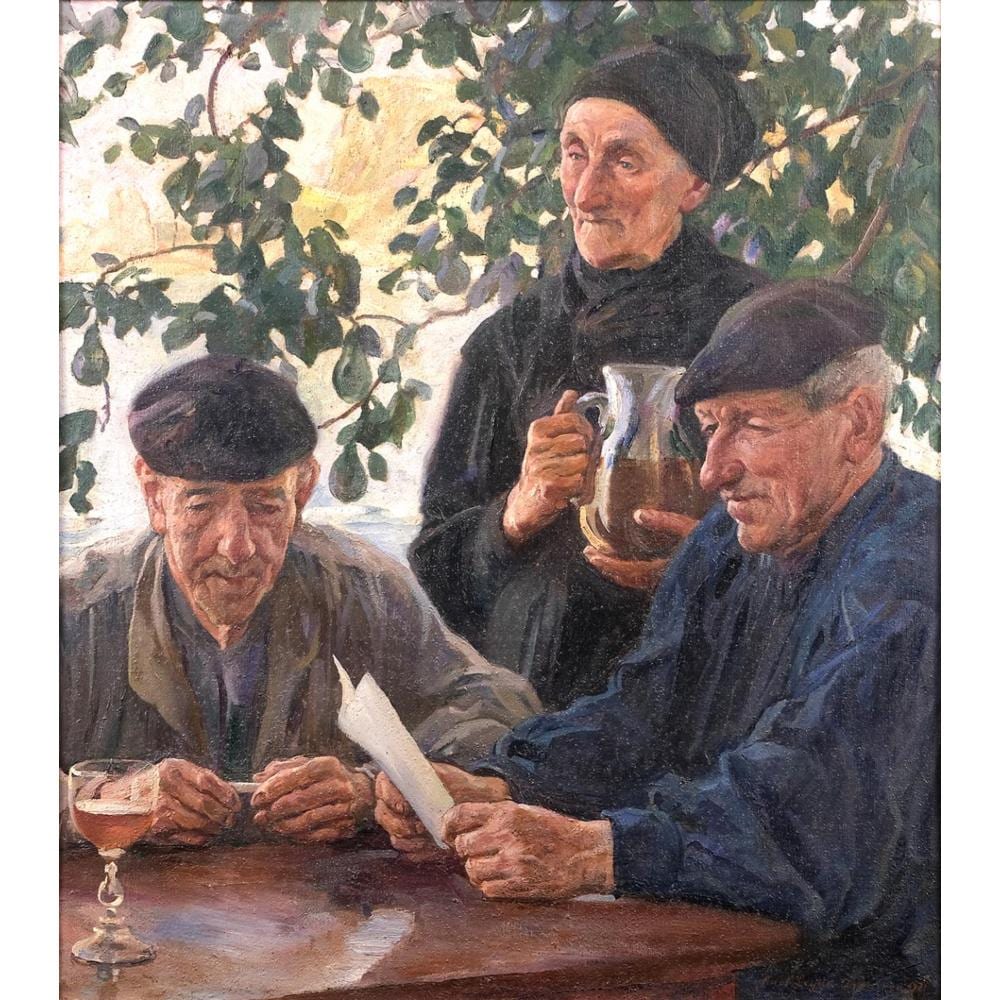Kurt Leyde comparable auction result: escena campestre con personajes vascos