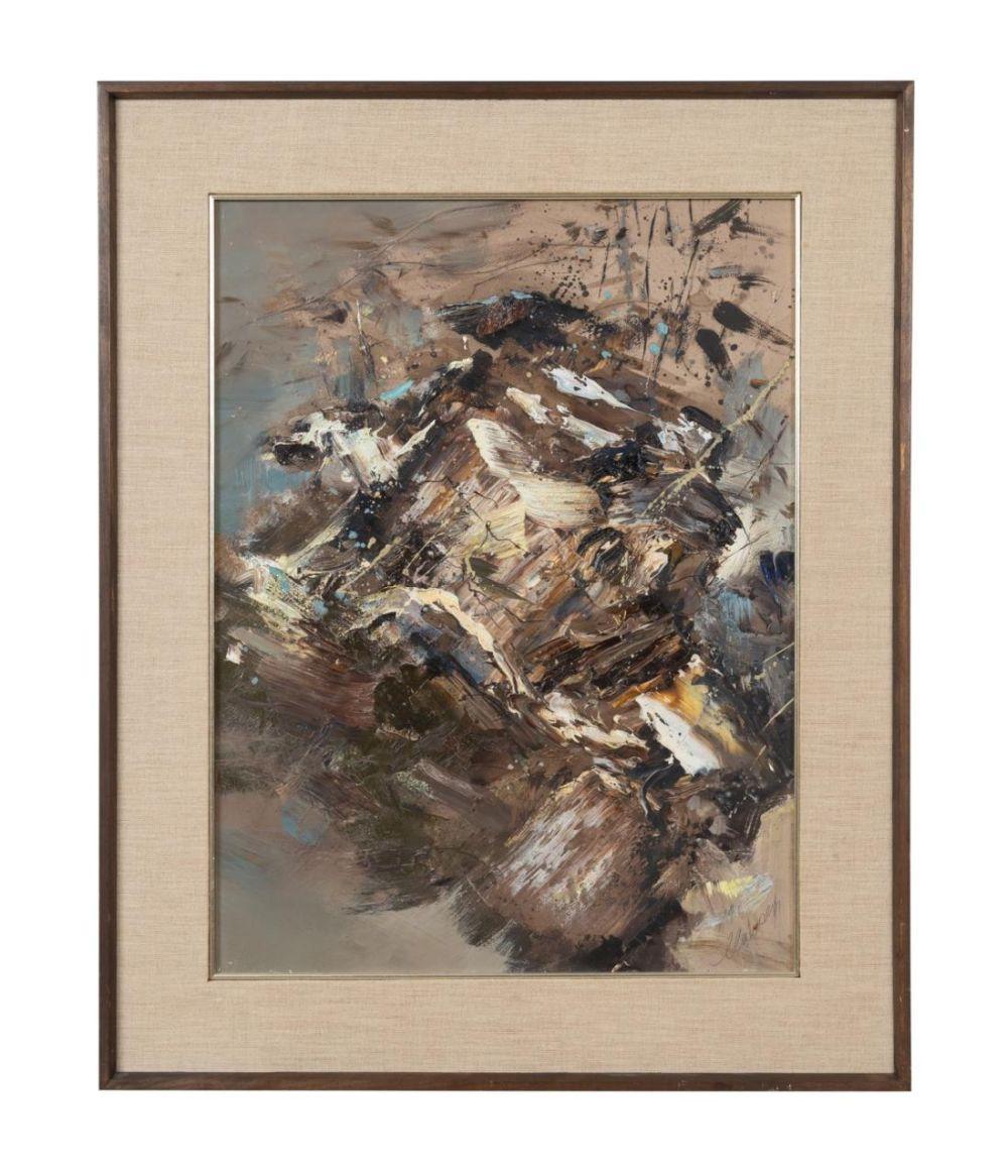 Don Clausen comparable auction result: don clausen thrusting rock abstract oil masonite