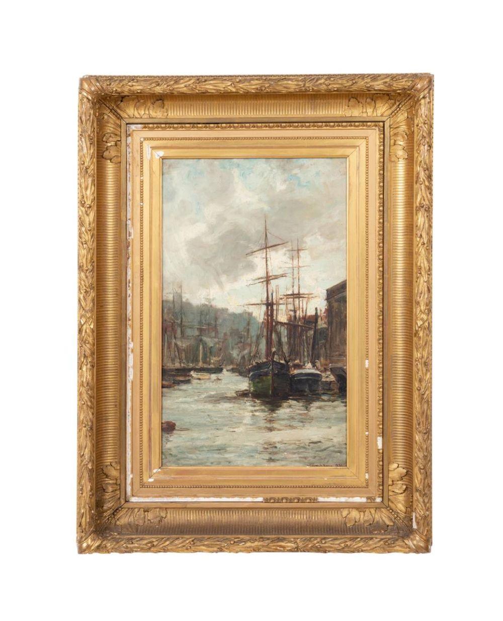 James Campbell Noble comparable auction result: james campbell noble harbor scene o c
