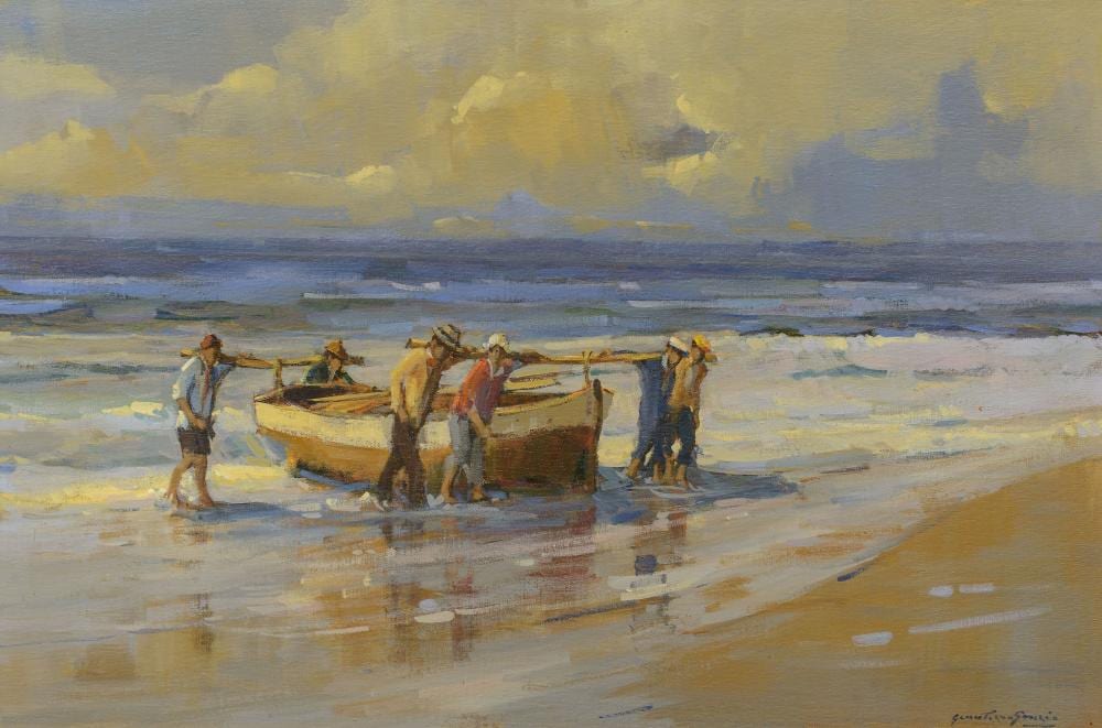 Gian Piero Garizio comparable auction result: gian piero garizio sa born 1931 oil bringing the boat ashore signed 50 x 75