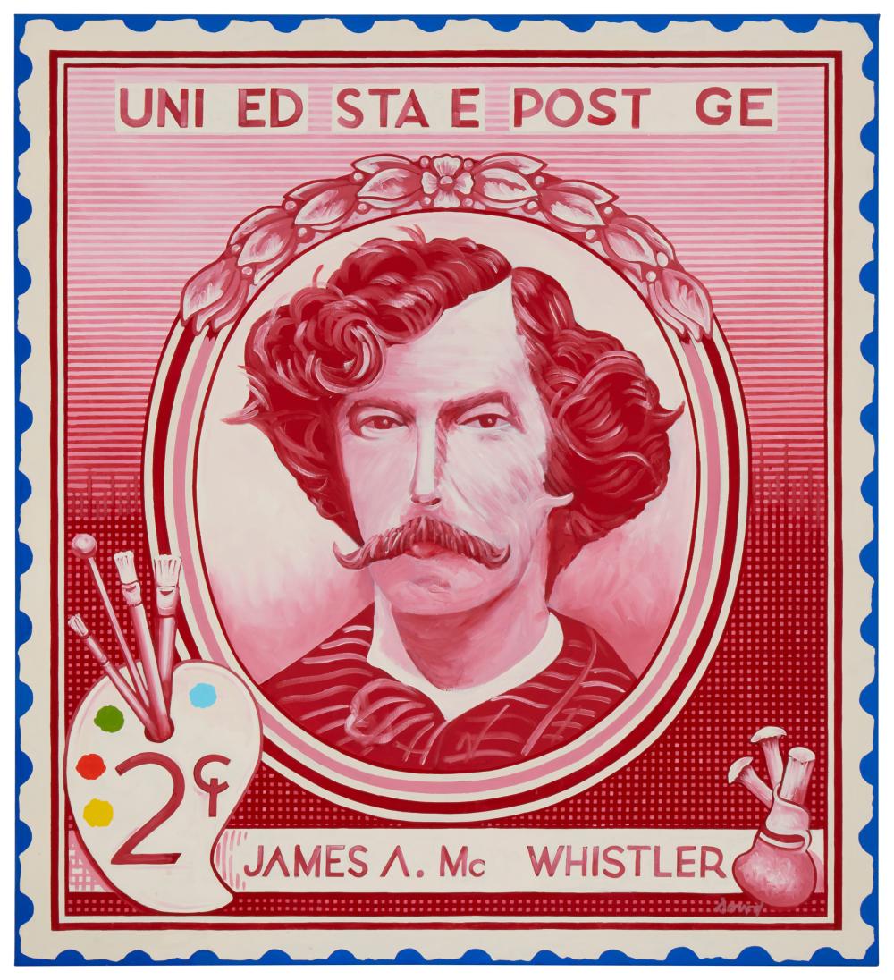 robert dowd 1936 1996 2 cent james a mcneill whistler stamp oil on canvas 61 h x 54 5 w · John Moran Auctioneers · 2023-06-13 Robert Dowd comparable auction result: robert dowd 1936 1996 2 cent james a mcneill whistler stamp oil on canvas 61 h x 54 5 w
