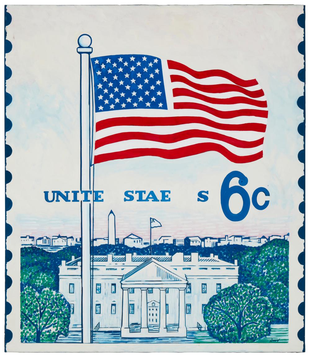 robert dowd 1936 1996 united states 6 cent stamp 1968 oil on canvas 56 h x 48 w · John Moran Auctioneers · 2023-06-13 Robert Dowd comparable auction result: robert dowd 1936 1996 united states 6 cent stamp 1968 oil on canvas 56 h x 48 w