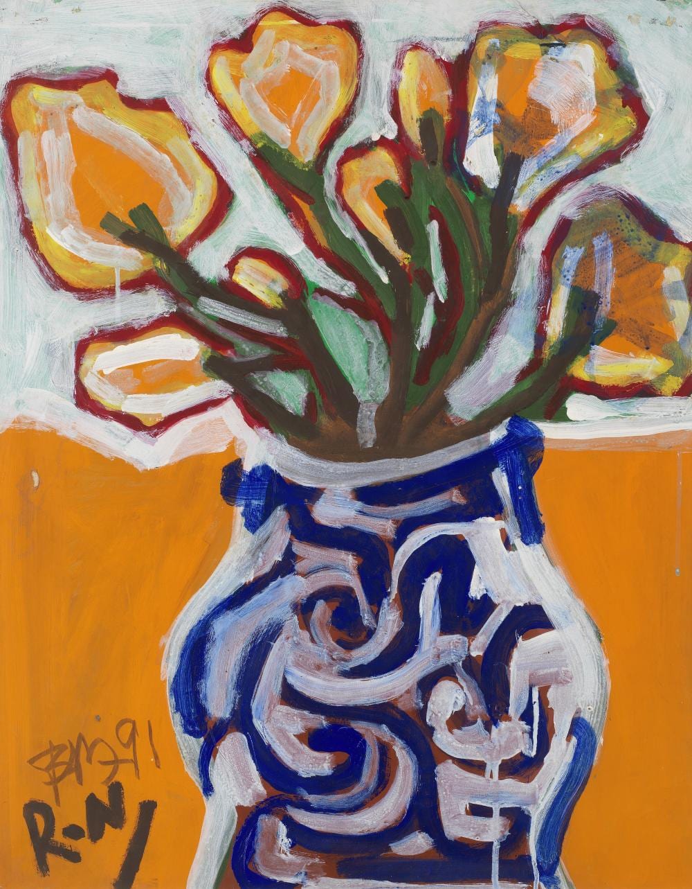 Bashir Mirza comparable auction result: bashir mirza pakistani 1941 2000 untitled flowers in a vase