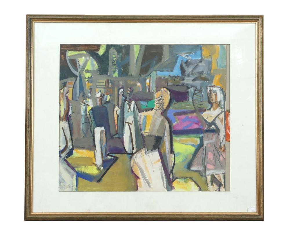 Marius Woulfart comparable auction result: marius woulfart 1905 1991 petit salon lobby gouache sur papier sign e en bas gauche epoqu