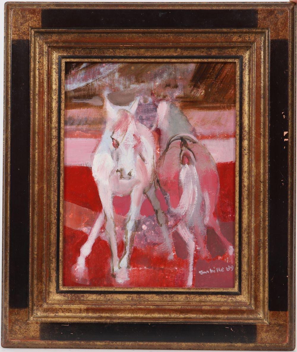 Paul Gaston Ambille comparable auction result: paul ambille 1930 2010 chevaux de cirque huile sur toile sign et dat 89 en bas droite di