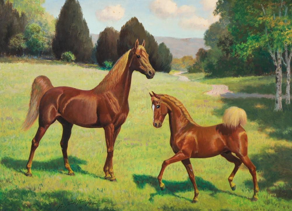 George Ford Morris comparable auction result: george ford morris 1948 painting mare and foal in a field
