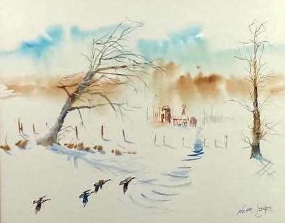 Herb Jones comparable auction result: herb jones ducks in winter flight
