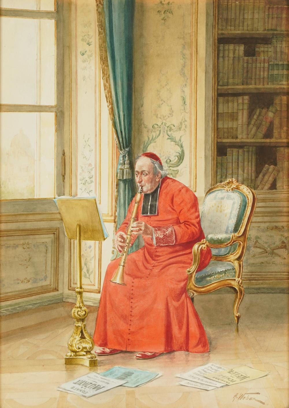 Alfred Charles Weber comparable auction result: alfred charles weber 1862 1922 cardinal playing clarinet