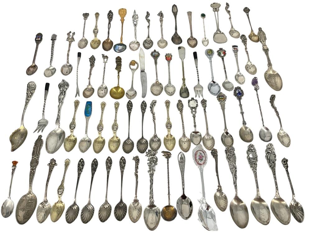 Lot of Sterling Silver, Coin Silver, and Silver Plate Flatware including Spoons sold by Apple Tree Auction Center, lot 3490 — auction record photograph