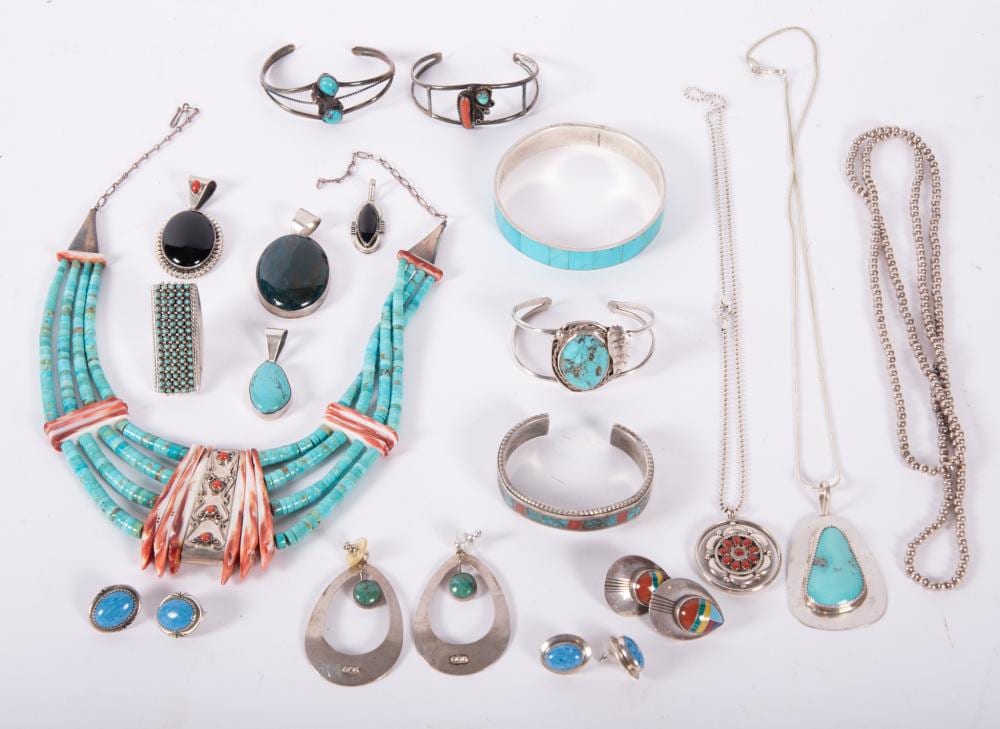 Collection of Sterling Silver and Turquoise Jewelry sold by Link Auction Galleries, lot 357 — auction record photograph