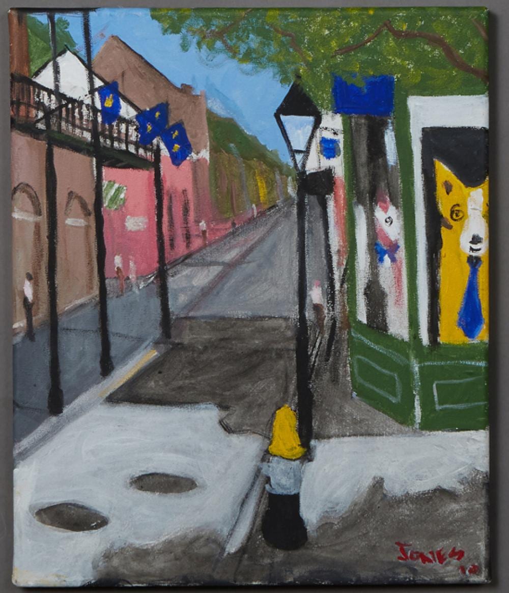 Ronald Jones comparable auction result: ronald leonard jones 1952 2021 new orleans the new blue dog gallery 2010 acrylic on canvas signed and dated lower right ti