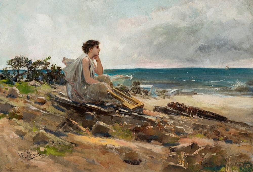 Ulpiano Checa Sanz comparable auction result: ulpiano checa colmenar de oreja madrid 1860 dax france 1916 thoughtful young man oil on canvas signed in the lower left corner