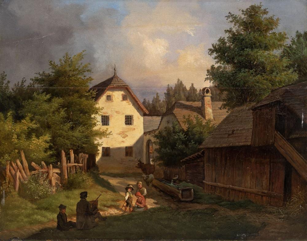 Ludwig (1803) Richter comparable auction result: adrian ludwig richter in der art von der maler mit den kindern vor dem dorf late 19th cent