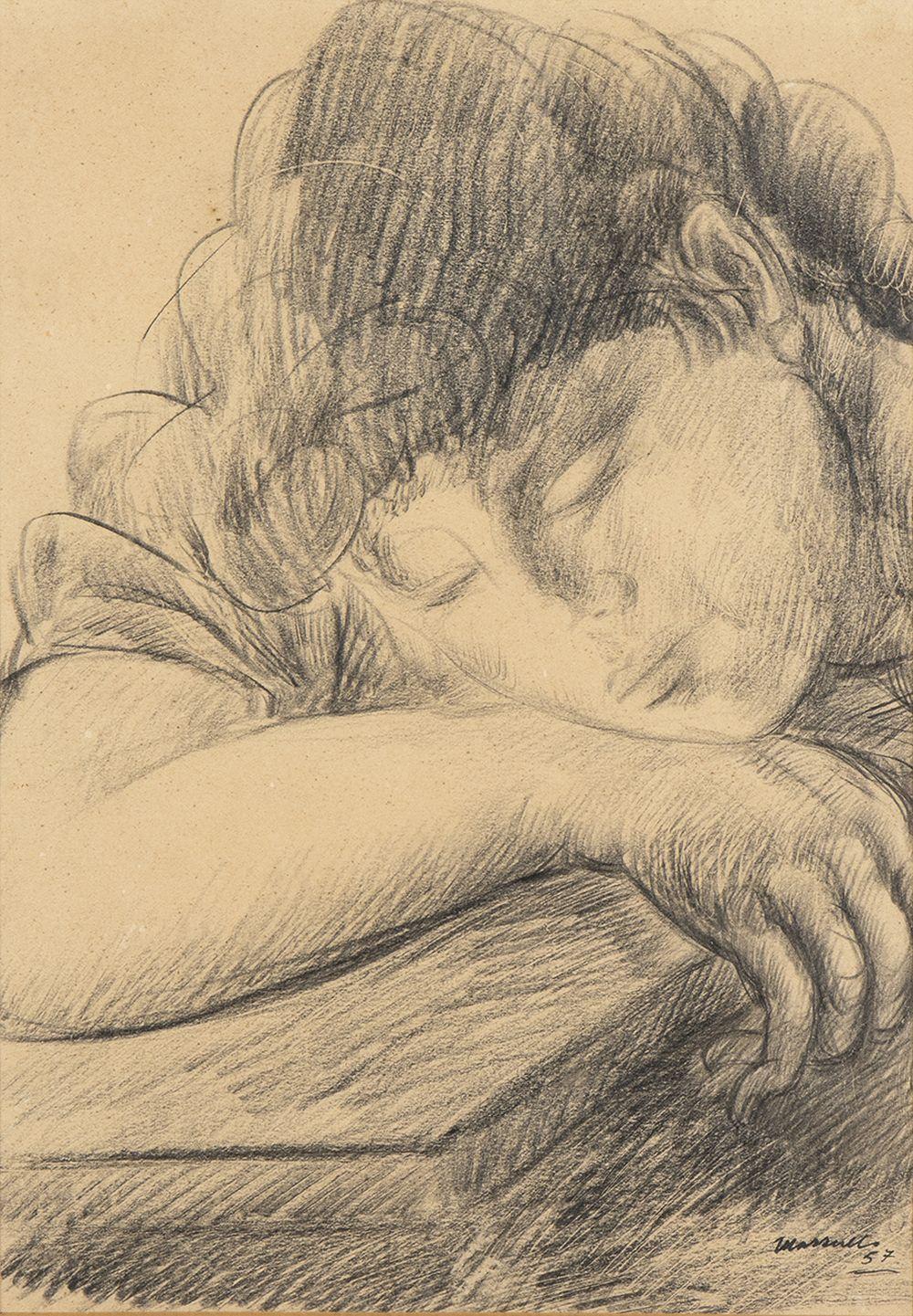 Giuseppe Mazzullo comparable auction result: giuseppe mazzullo graniti 1913 taormina 1988 sleeping young woman 1957