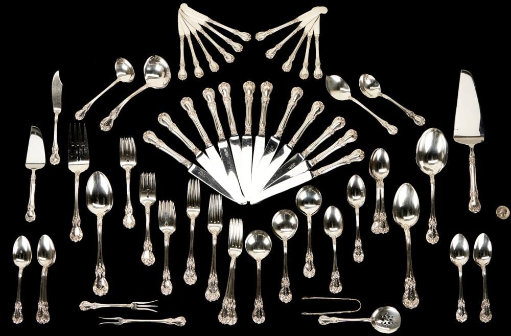 96 pcs. Towle Old Master Sterling Silver Flatware sold by Case Antiques, Inc. Auctions & Appraisals, lot 65 — auction record photograph