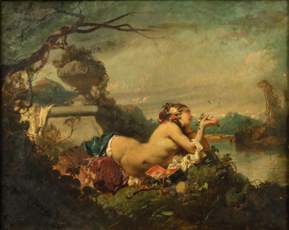Eugène Lepoittevin comparable auction result: reclining nude nu allong