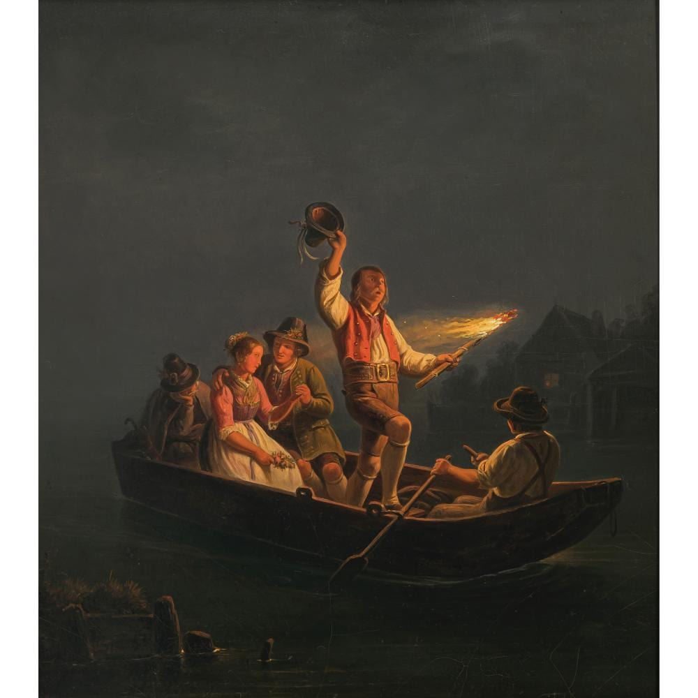 Carl Friedrich Moritz Müller comparable auction result: carl friedrich moritz m ller gen feuerm ller nocturnal return from the wedding