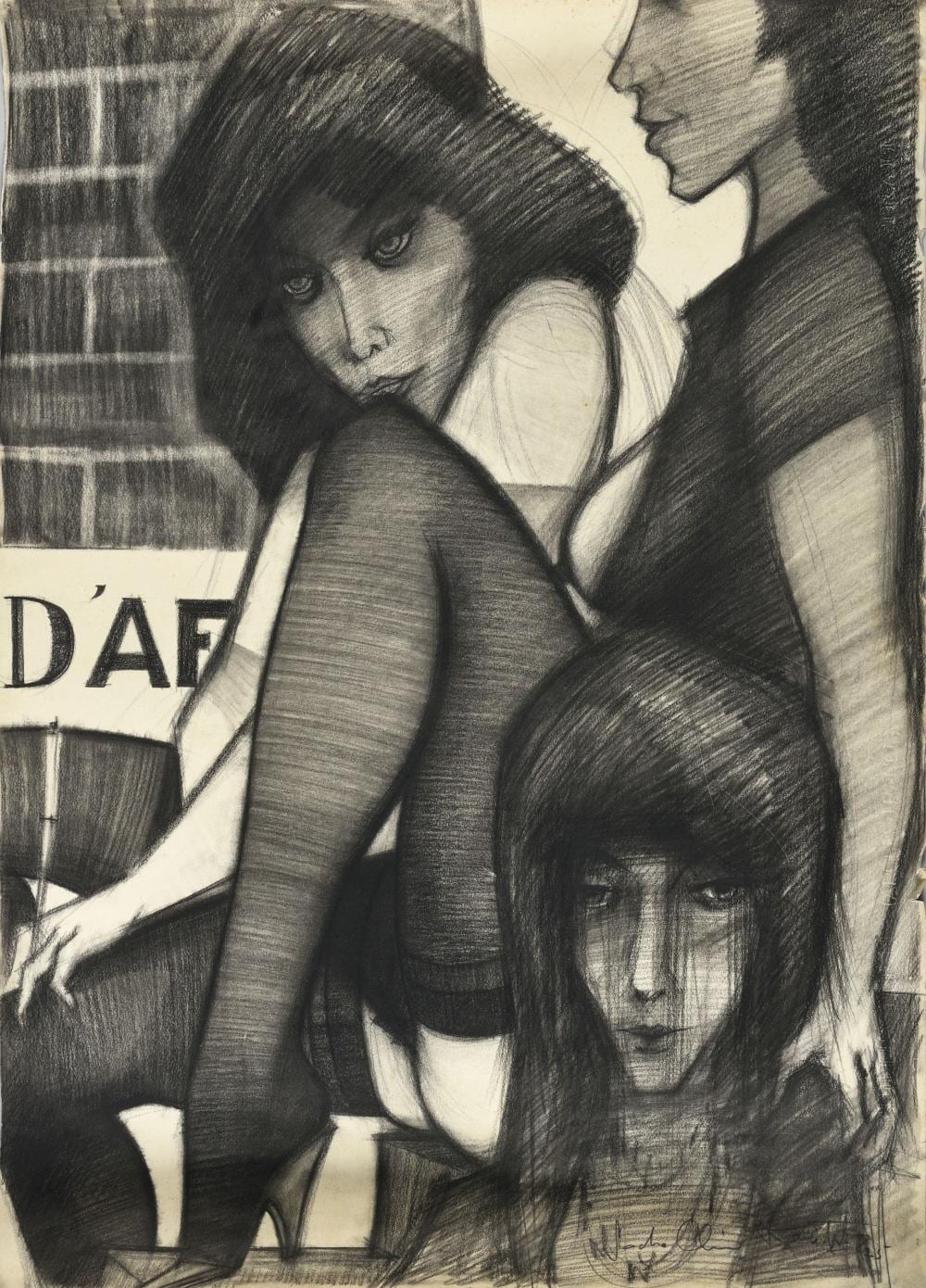 Sacha Chimkevitch comparable auction result: sacha chimkevitch 1920 2006 trois femmes fusain sign e