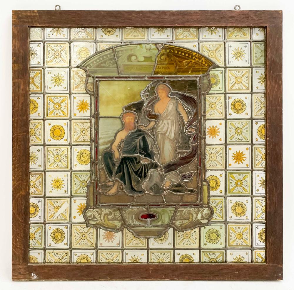 Daniel Cottier comparable auction result: daniel cottier attributed victorian stained and leaded glass panel