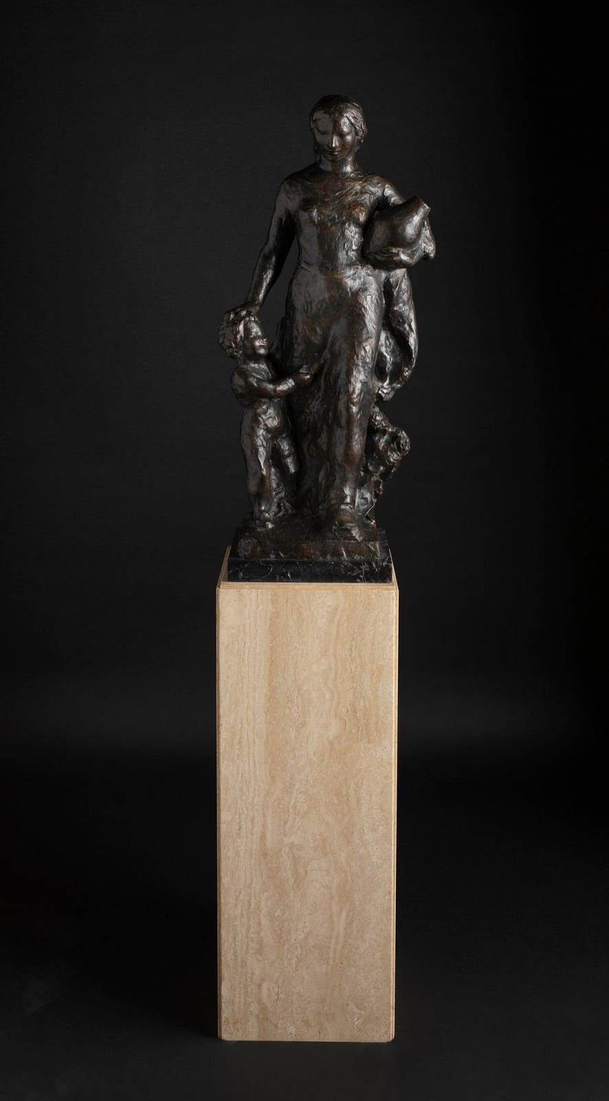 Enric Casanovas Roy comparable auction result: enric casanovas roy barcelona 1882 1948 mother with child and pitcher bronze 1 6th copy marble pedestal signed and justified