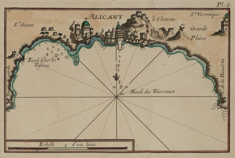 Joseph Roux comparable auction result: joseph roux 1725 1793 view and nautical chart of alicante castle and bay