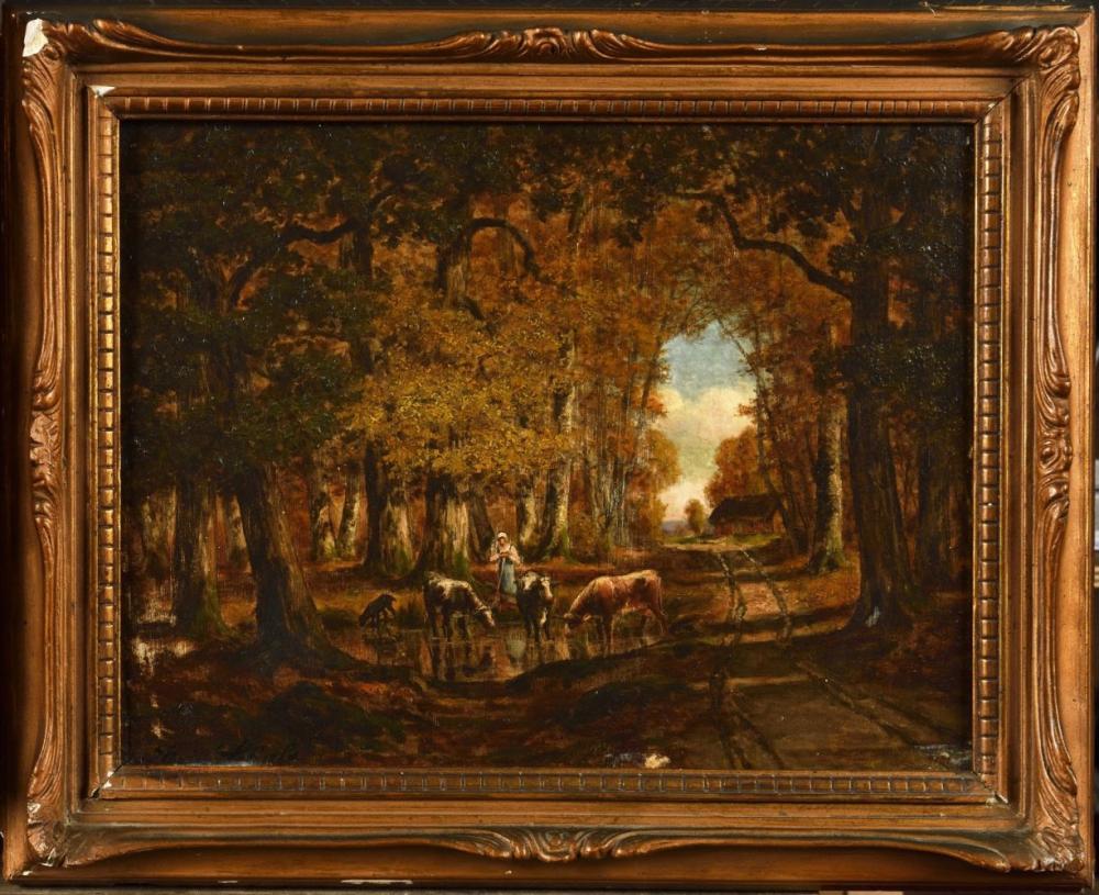 Adrien Schulz comparable auction result: adrien schulz 1851 1931 berg re et son troupeau huile sur panneau sign en bas gauche