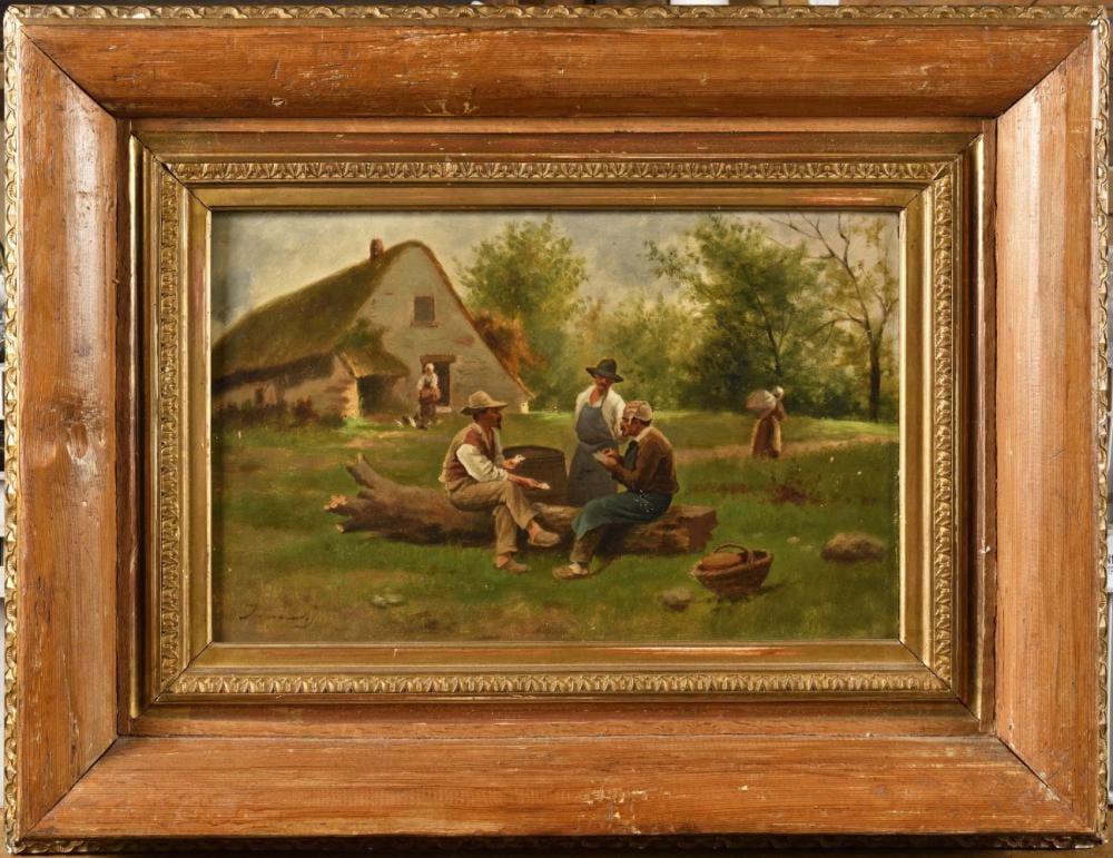 Guglielmo Innocenti comparable auction result: guglielmo innocenti 1871 1961 les joueurs de cartes huile sur panneau sign en bas droite