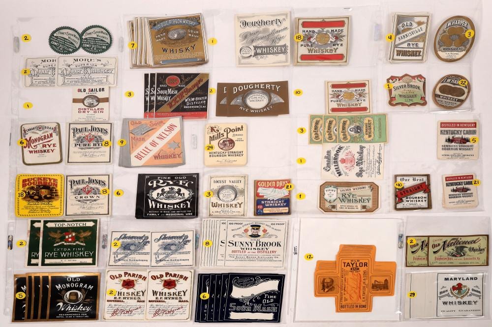 AMERICAN WHISKEY LABELS, MAJOR COLLECTION ~ 500 PCS [166469] sold by Holabird Western Americana, lot 2494 — auction record photograph