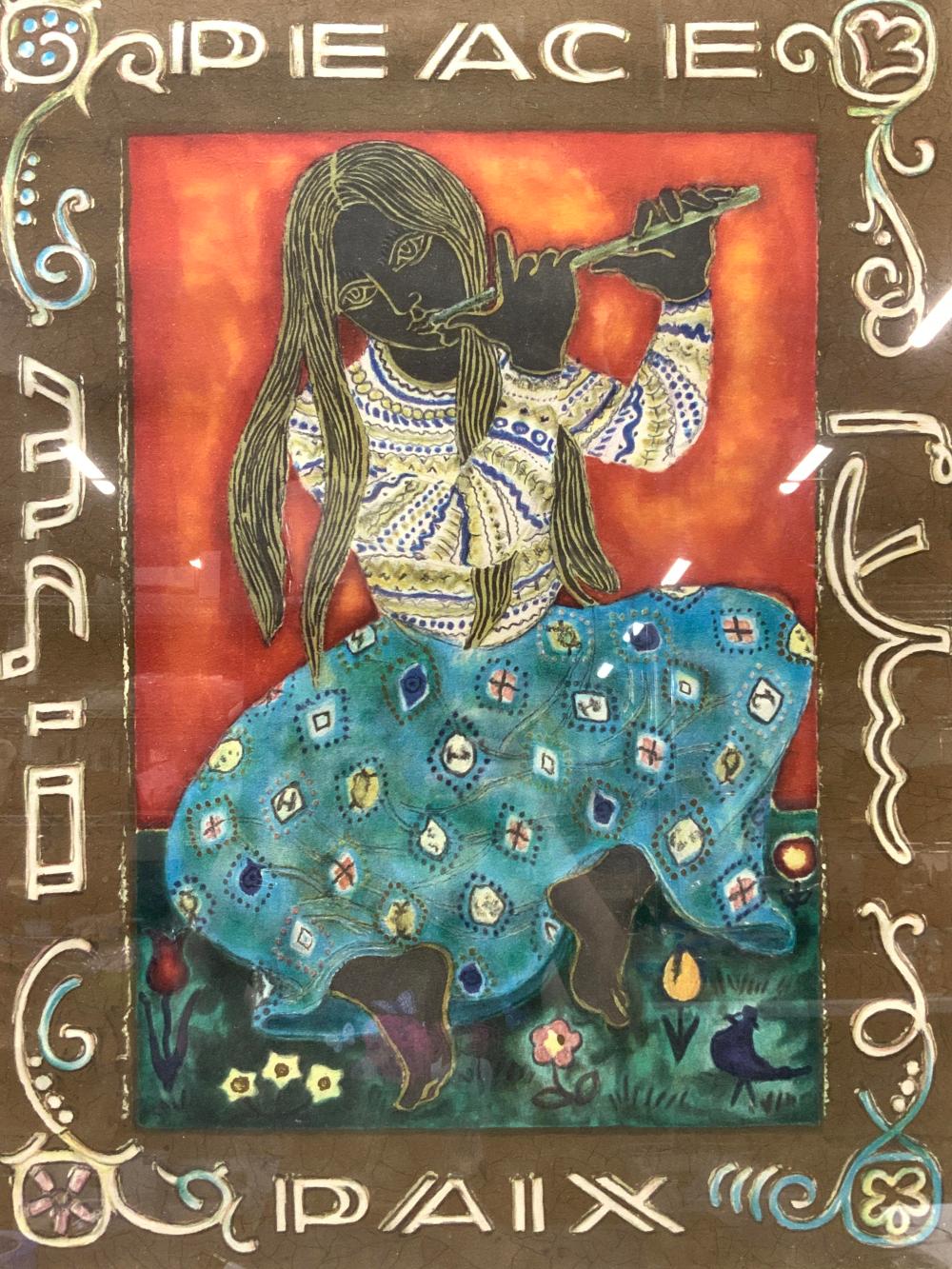 Irene Awret comparable auction result: irene awret signed girl flute peace lithograph